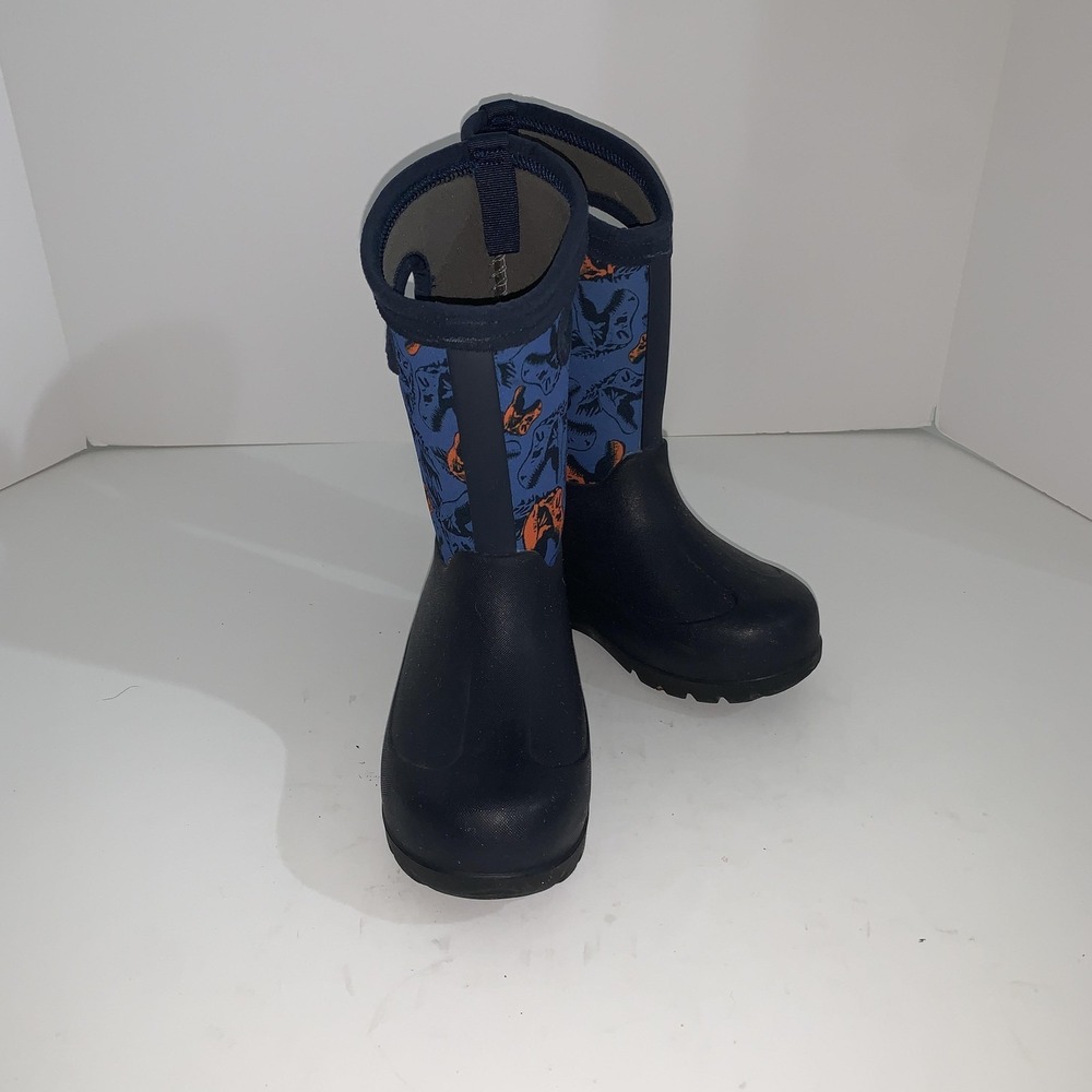 Bogs Neo-Classic Dino Boots Kids Size 12 Blue Dinosaur Print Waterproof Winter